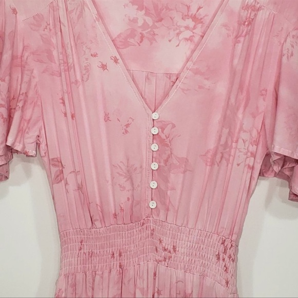 Abel the Label  Anthropologie  Pink Floral Hi Low Maxi Dress  Sz XS - Picture 3 of 4